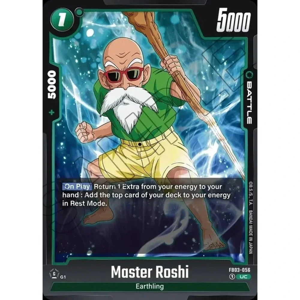 Dragon Ball Super Master Roshi FB03-056 UC Raging Roar Green Battle Card TCG